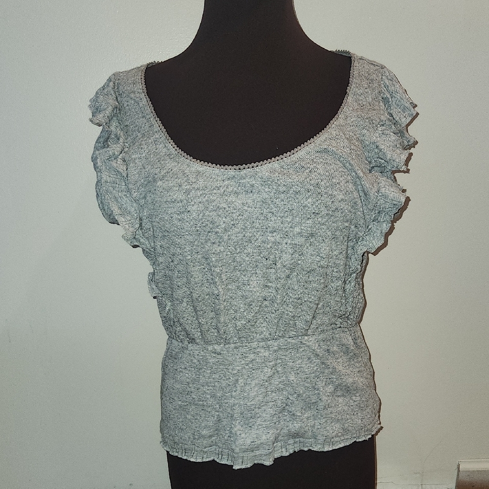 Marc By Marc Jacobs Gray Flutter Sleeve Blouse